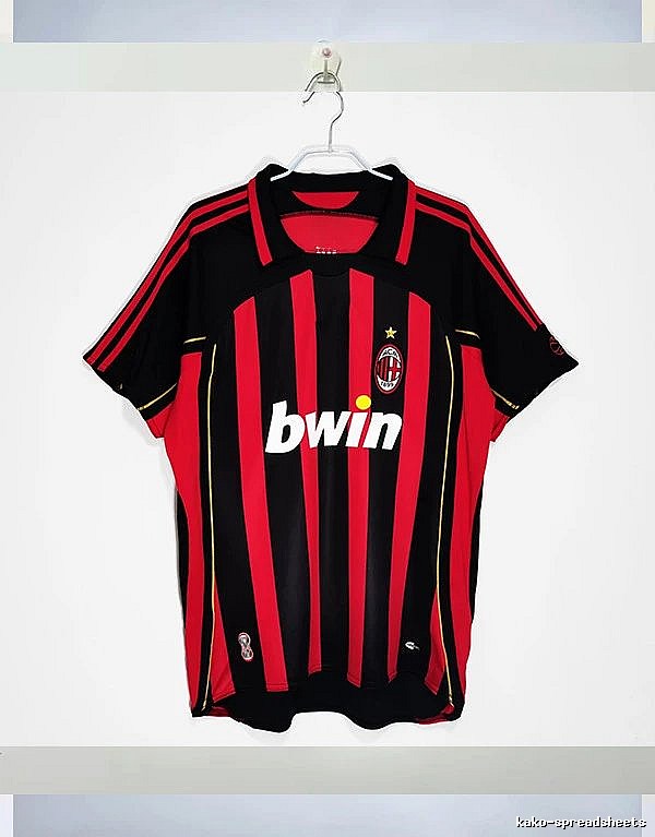 AC Milan Patterned Retro soccer jersey Red Black Striped with Polished Detail