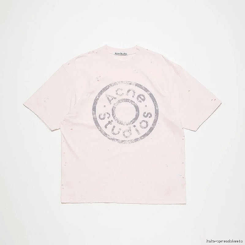 Acne Studios 2090-80 Pink Multicolor Pink Style Ac908041 Stockholm Logo T-Shirt Commuter Look