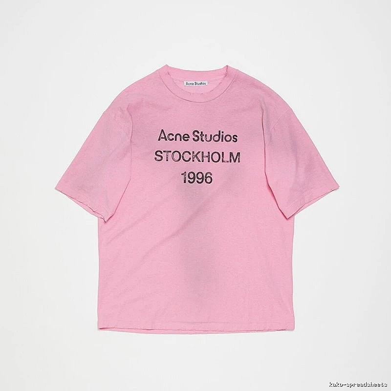 Acne Studios 2090-80 Pink Red Style Ac908026 Stockholm Logo T-Shirt Weekend Wear