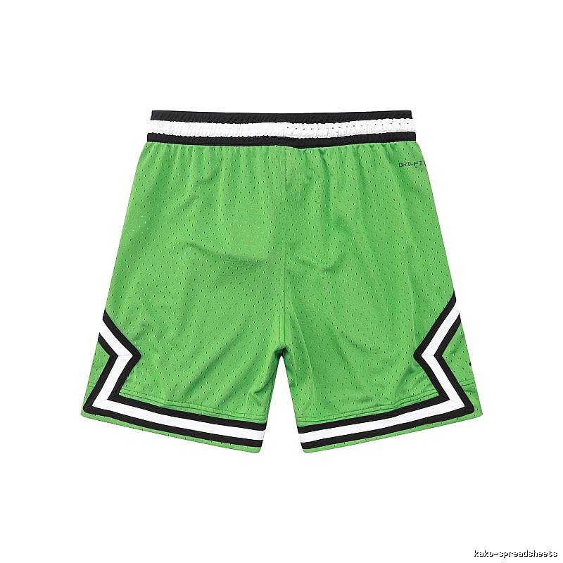 AJ basketball-style green shorts