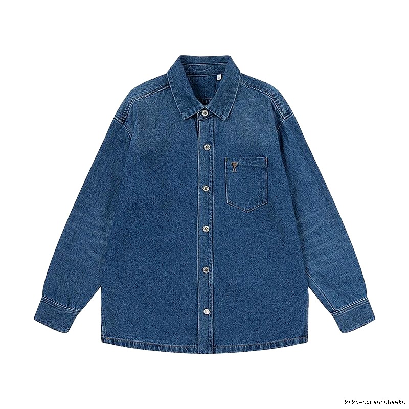 AMI Denim Blue Retro Style Denim Shirt