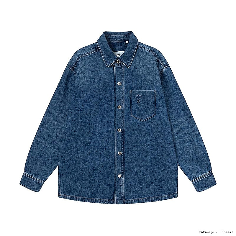 AMI Denim Style Dark Blue Shirt