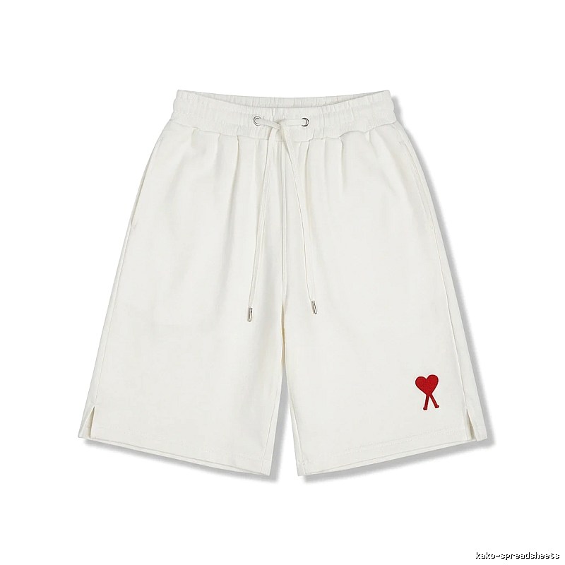 AMI Embroidered Minimalist Style White Shorts