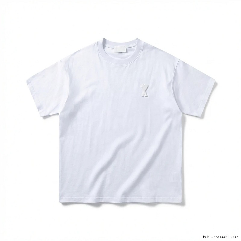AMI Embroidered Minimalist Style White T-shirt
