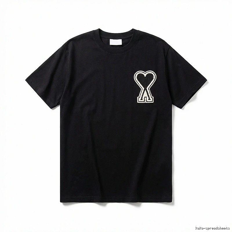 AMI Heart-shaped Pattern Black T-shirt