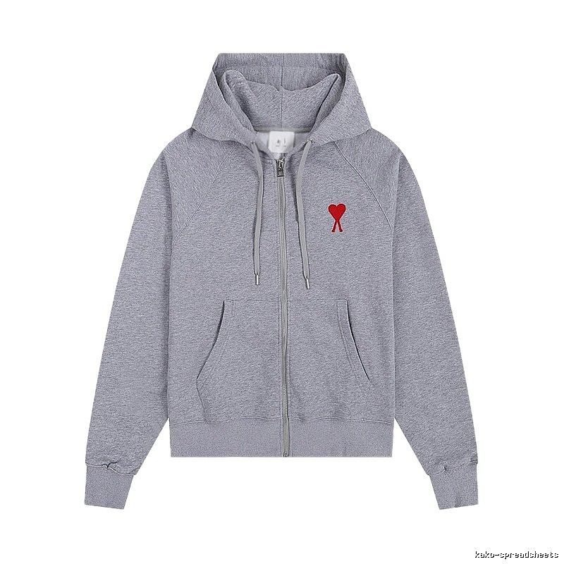 AMI Love Embroidery Grey Hoodie
