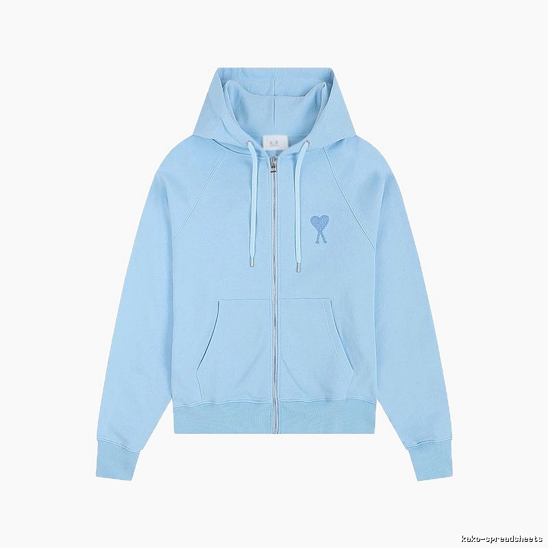 AMI Love Embroidery Light Blue Hoodie