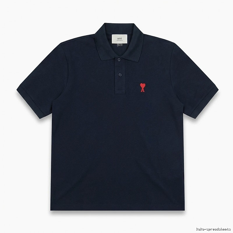 AMI Love Heart Logo Minimalist Style Polo Shirt