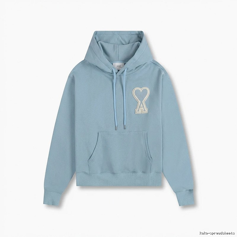 AMI Love Heart Pattern Light Blue Hoodie