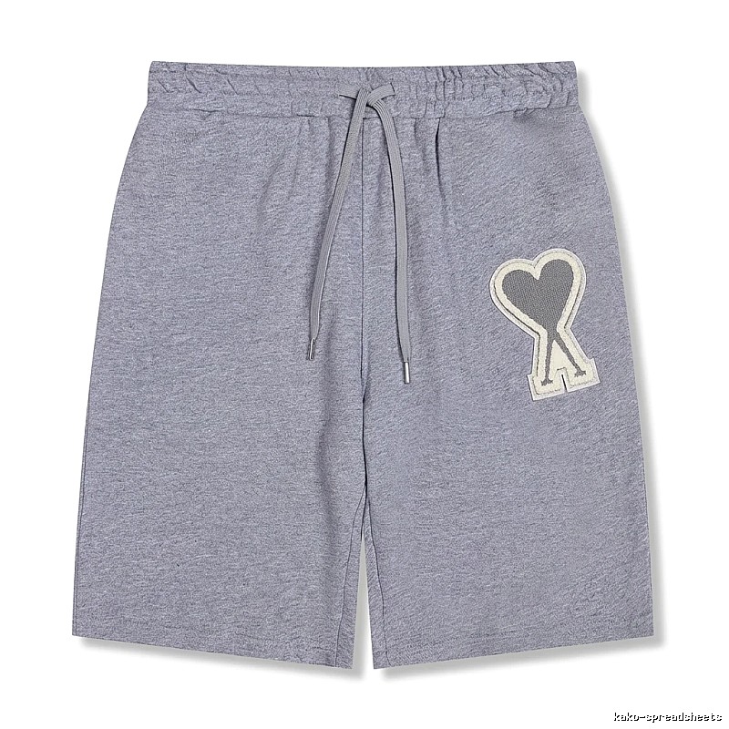 AMI Love Heart Pattern Light Gray Shorts