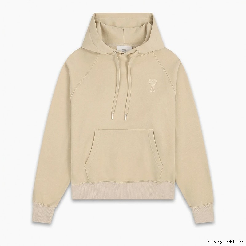 AMI Love Minimalist Style Beige Hoodie