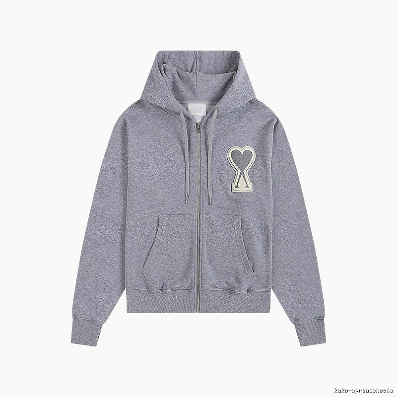 AMI Love Series Grey Zip-Up Hoodie