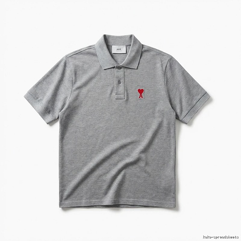 AMI Love Simple Grey Polo Shirt