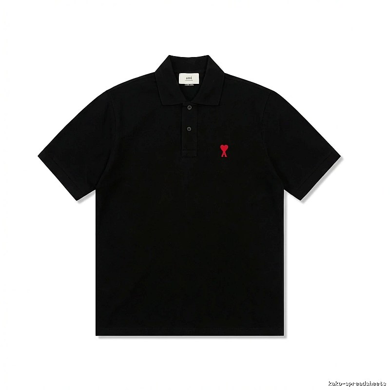 Ami love simple style black polo shirt