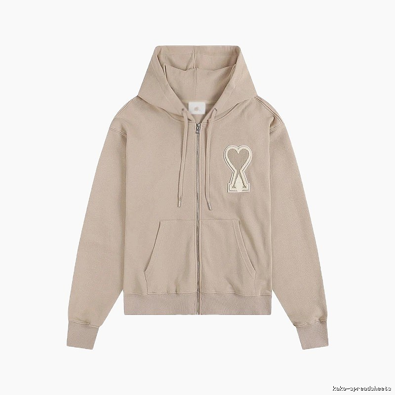 AMI Love Zipper Beige Sweatshirt