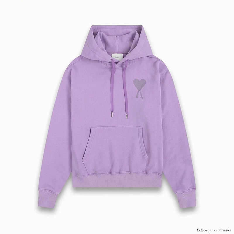 AMI series minimalist style purple hoodie