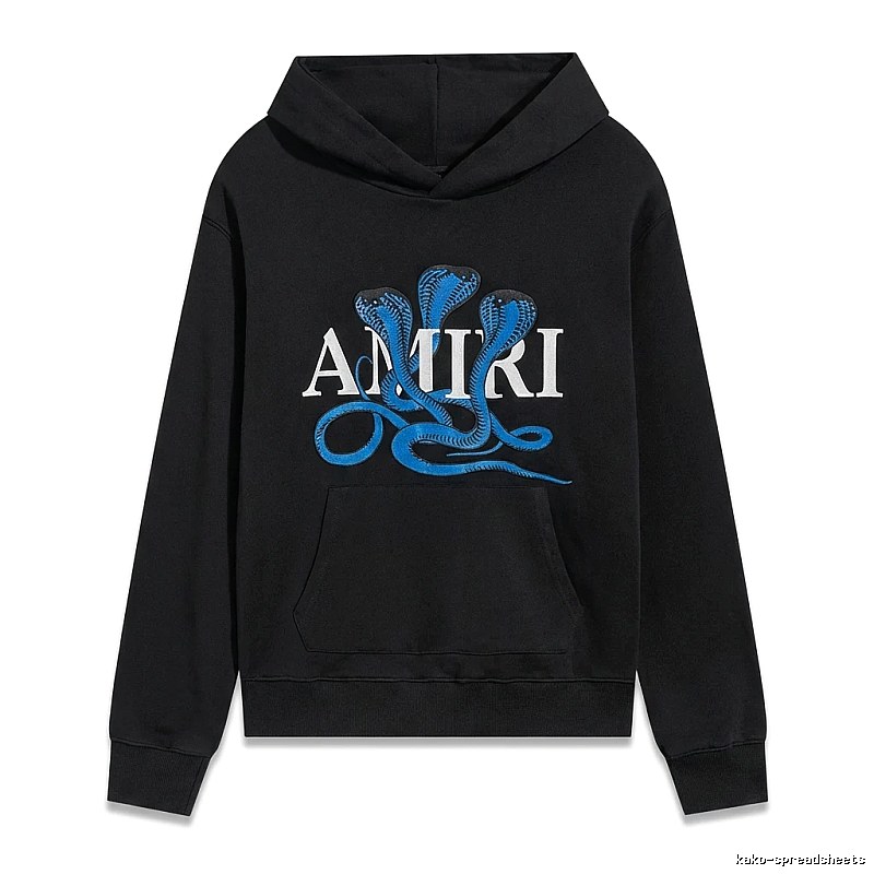 AMIRI black hoodie with snake - pattern printing