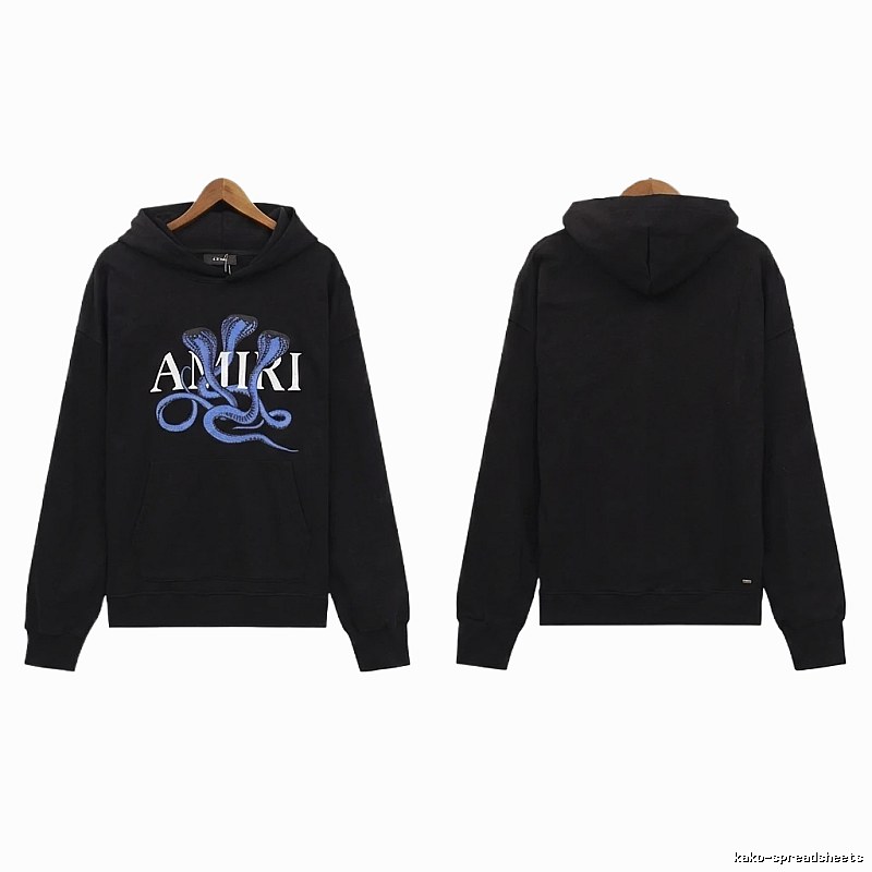 AMIRI Black Hoodie with Snake Print