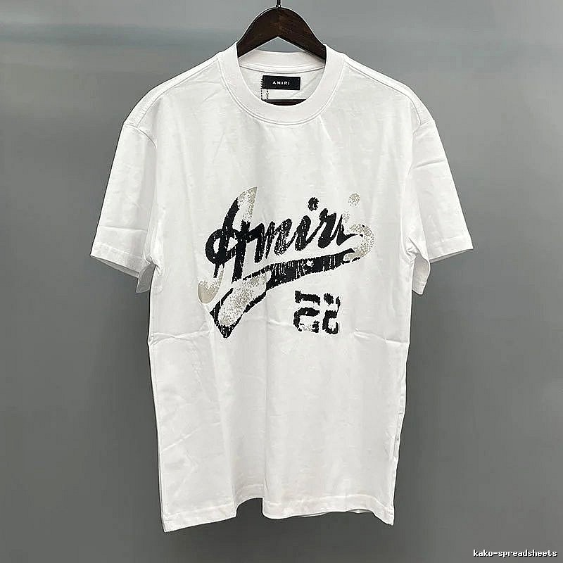 Amiri Black Lettering With Slash Detail White Records Graphic T-Shirt Resort Wear