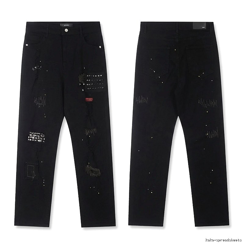 AMIRI Rivet Punk Style Black Pants