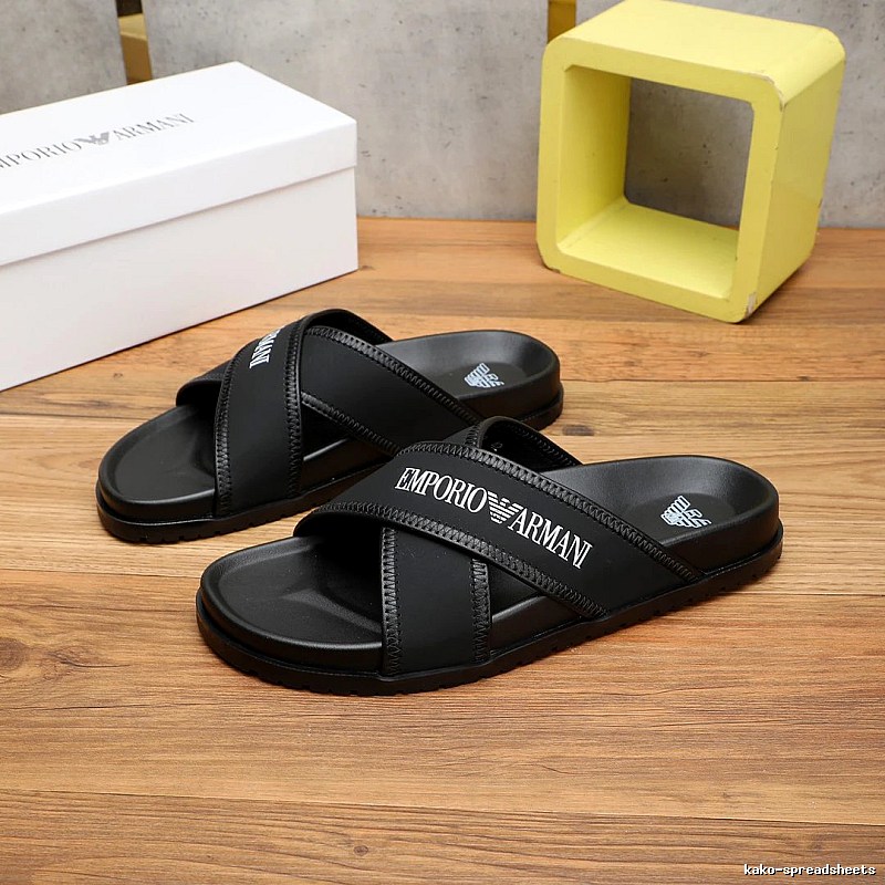 Armani EA Series Casual Style Black Slide Sandals