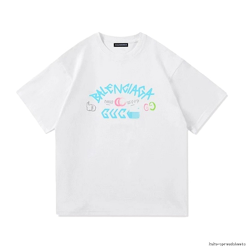 Balenciaga Co-branded Graffiti Street Style White T-Shirt