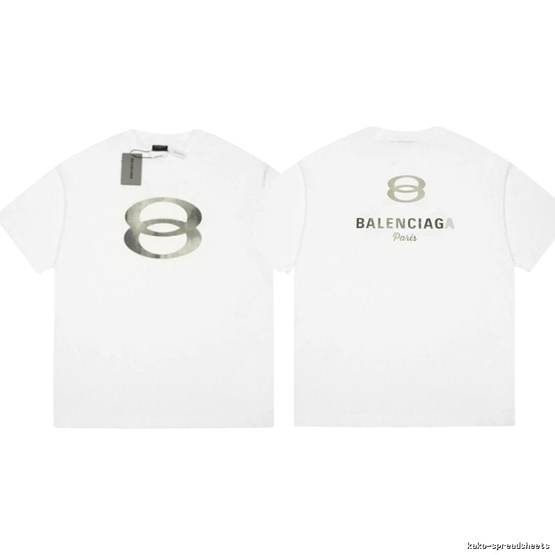 Balenciaga Double 8 Print Street Style White T-Shirt