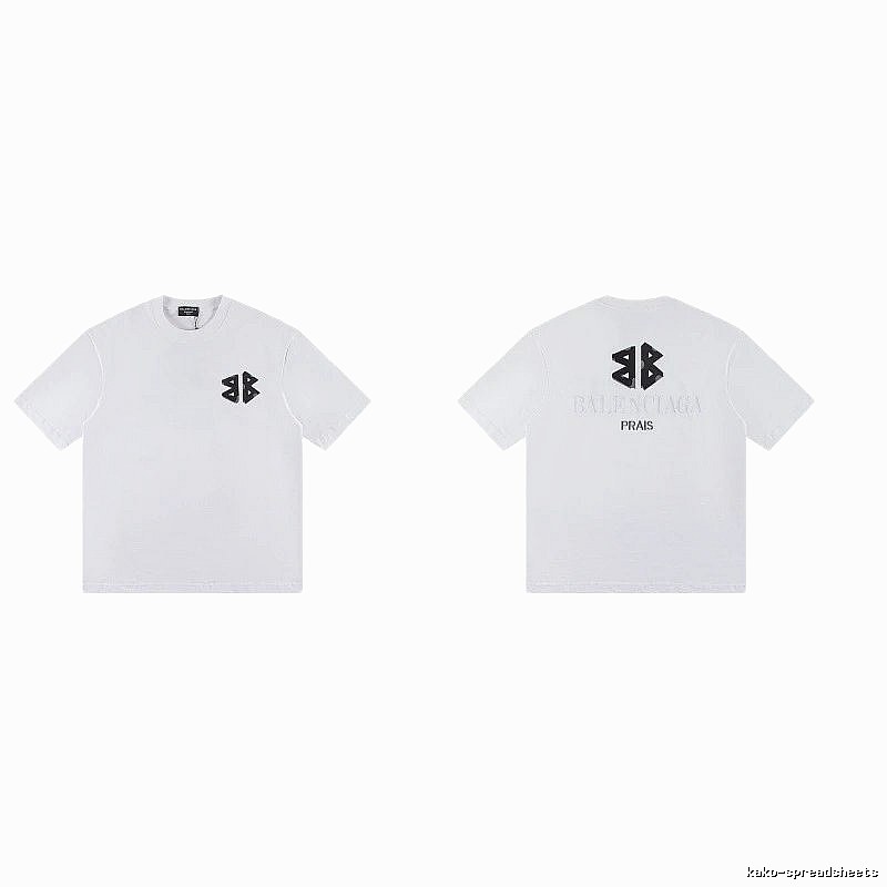 Balenciaga Double-B Print Street Style White T-Shirt