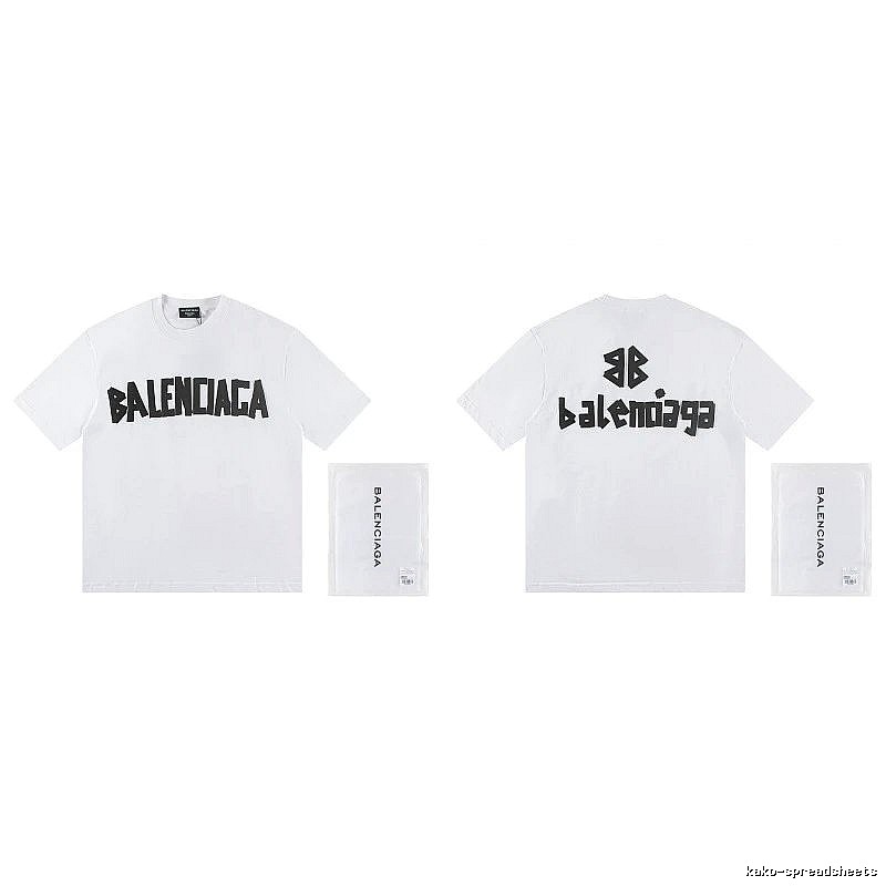 Balenciaga Double B Printed Street Style White T-shirt