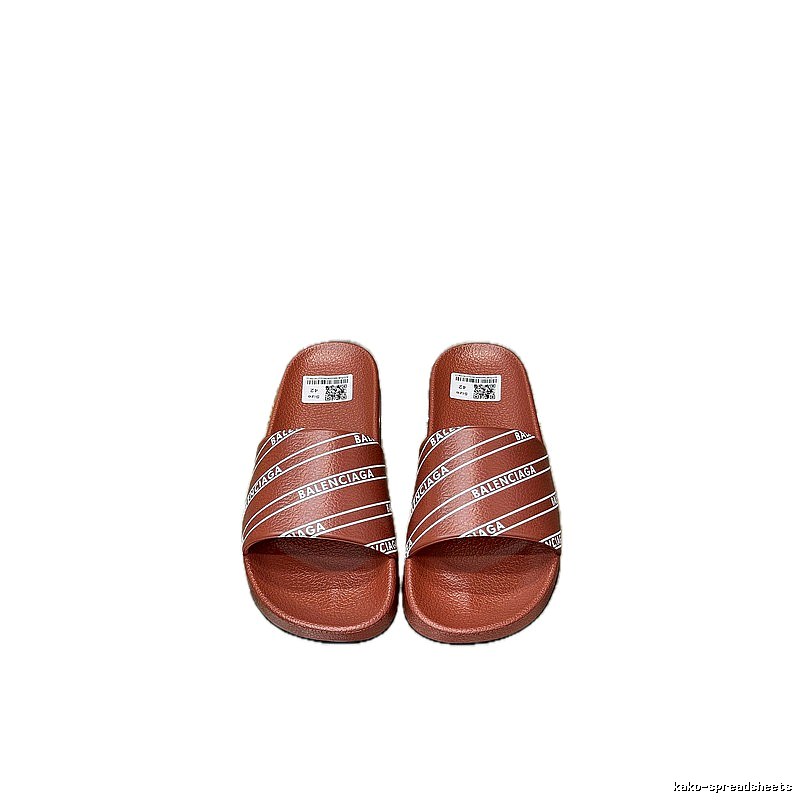 Balenciaga Letter Print Trendy Red-Brown Slide Slippers