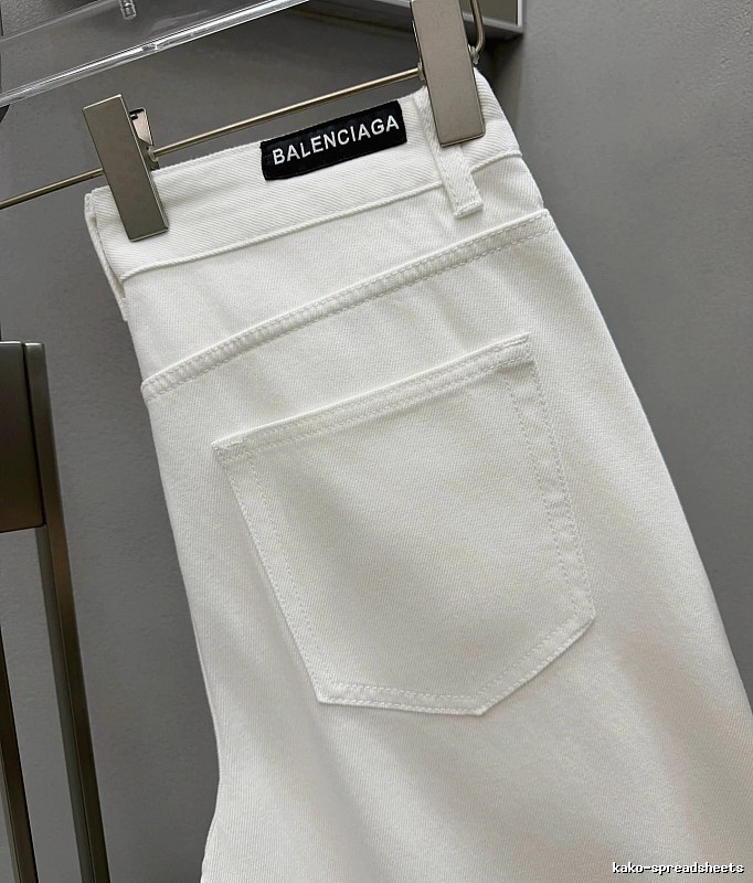 Balenciaga Logo Jeans in White - black waistband label and minimalist back pockets