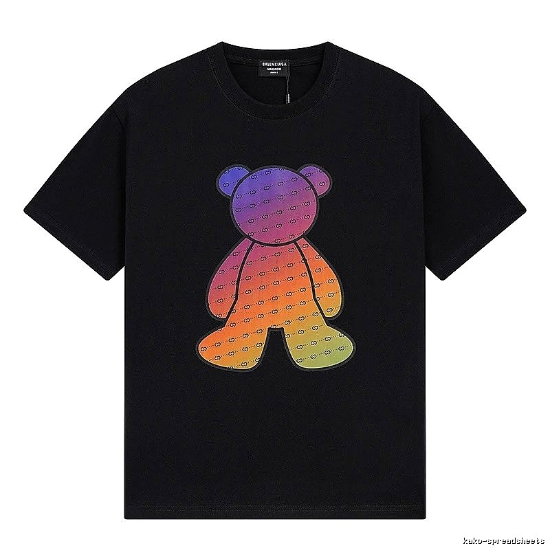 Balenciaga Rainbow Bear Short-sleeve Shirt