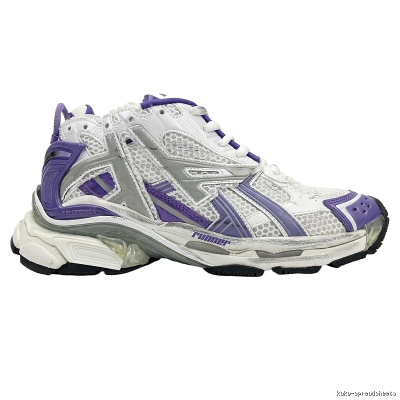 Balenciaga retro-style white and purple sports shoes