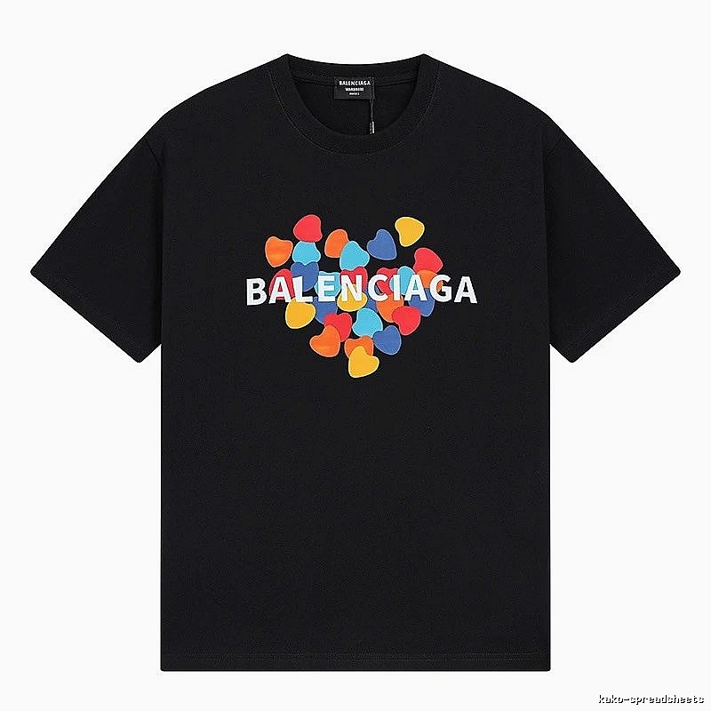 Balenciaga Trendy Black T-shirt with Heart Print