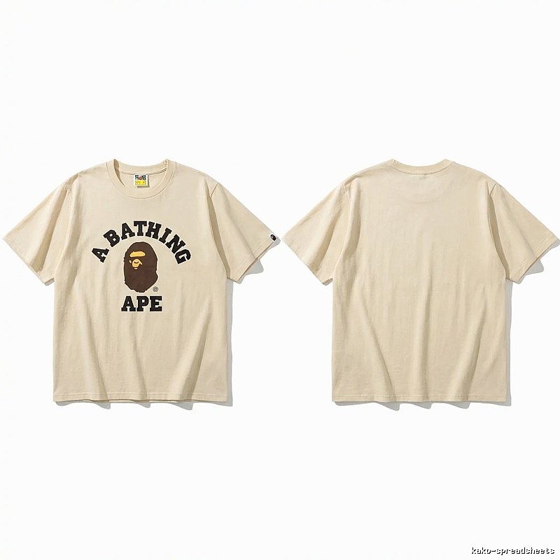 Bape Ape Head Minimalist Style Beige T-shirt