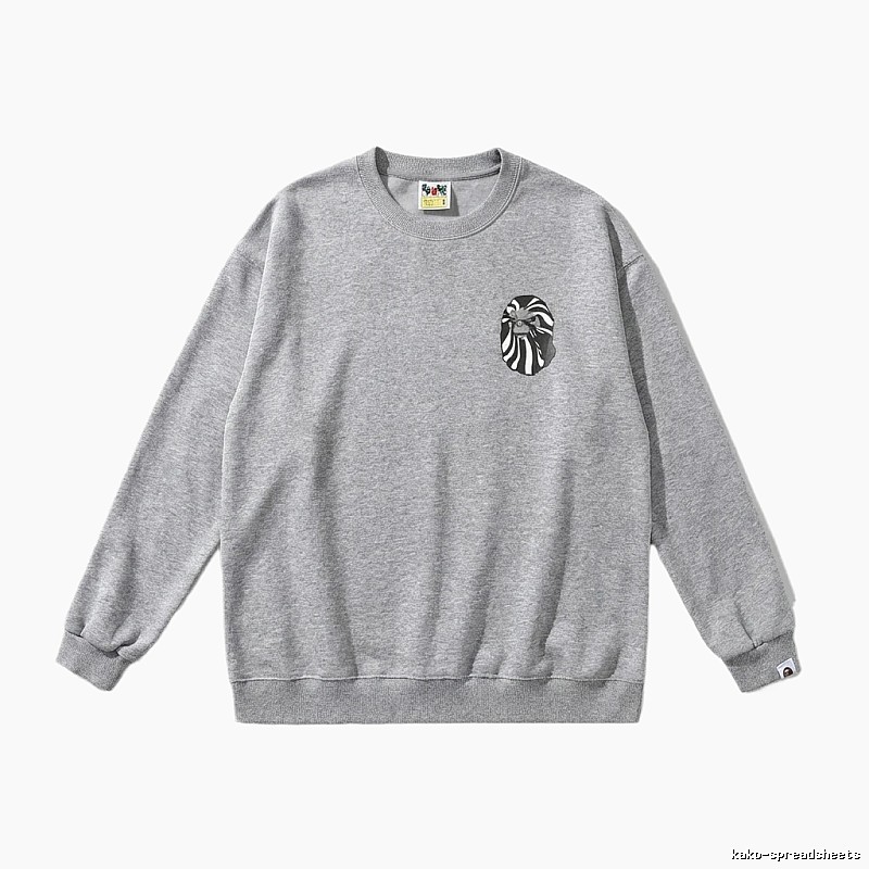 Bape Ape Head Minimalist Style Grey Sweatshirt