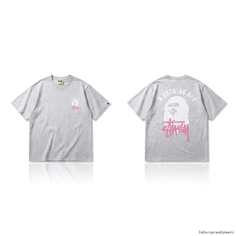 Bape Ape Head Trendy and Cool Style Gray T-shirt