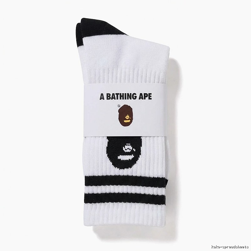 Bape black and white minimalist style socks