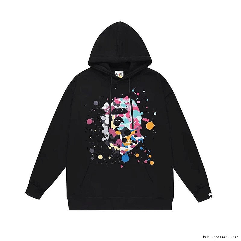 Bape camouflage splatter ink style black hoodie