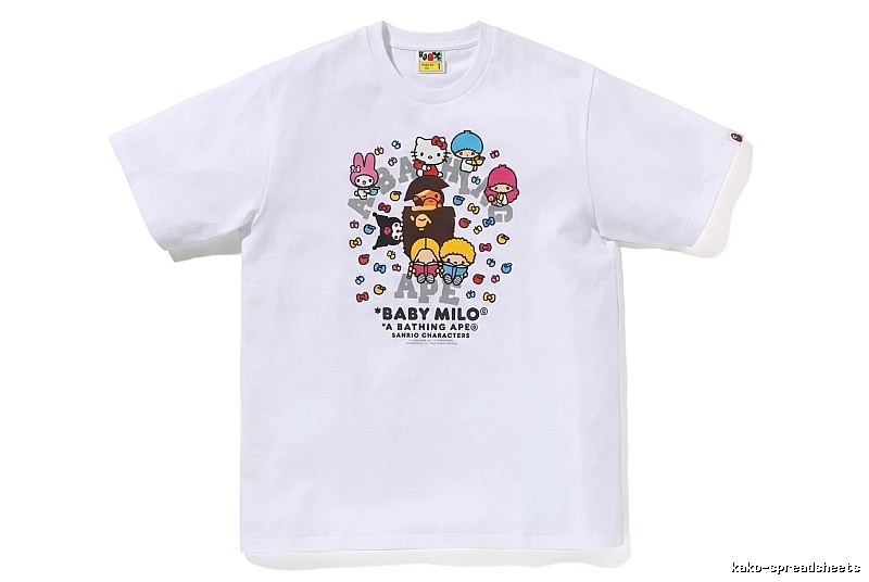 Bape cartoon - printed white T - shirt