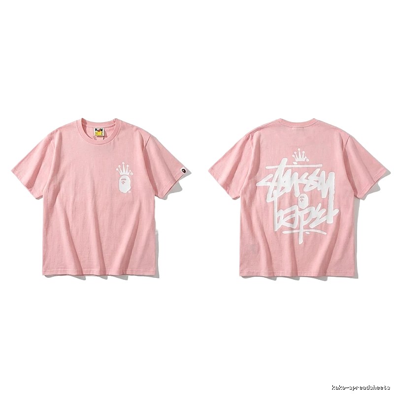 Bape Crown Trendy Pink Short Sleeve
