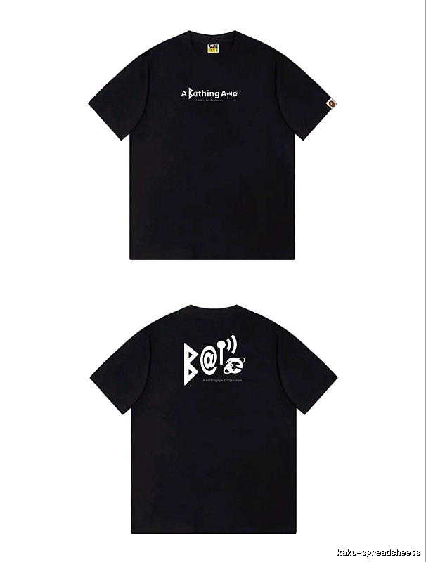Bape letter - printed short - sleeved black T - shirt