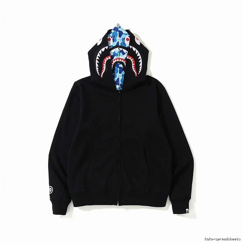 Bape Shark Head Print Black Hoodie