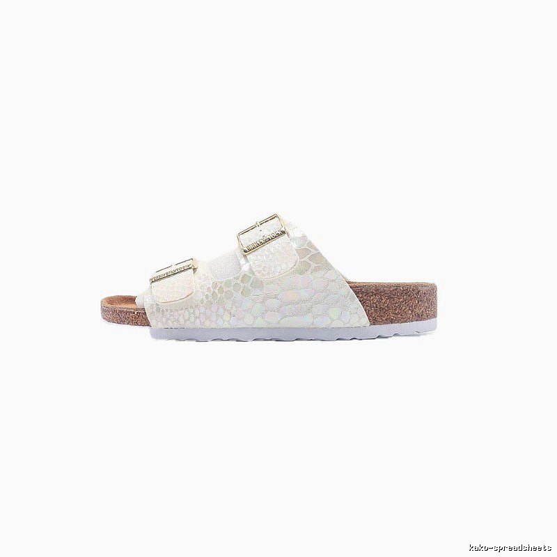 Birkenstock Double-Buckle Casual Iridescent White Slide Sandals