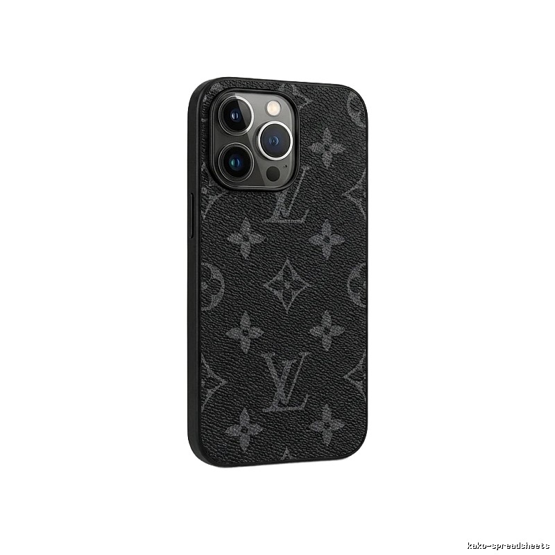 Black iPhone case with LV monogram pattern