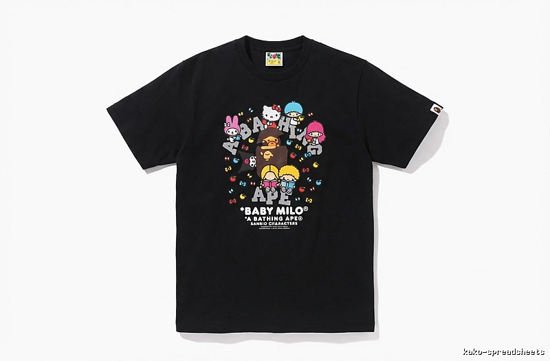 Black T-shirt with Bape cartoon prints