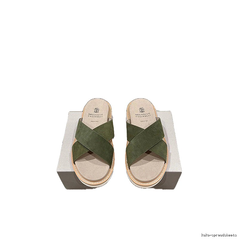 Brunello Cucinelli Casual-style Army Green Slides