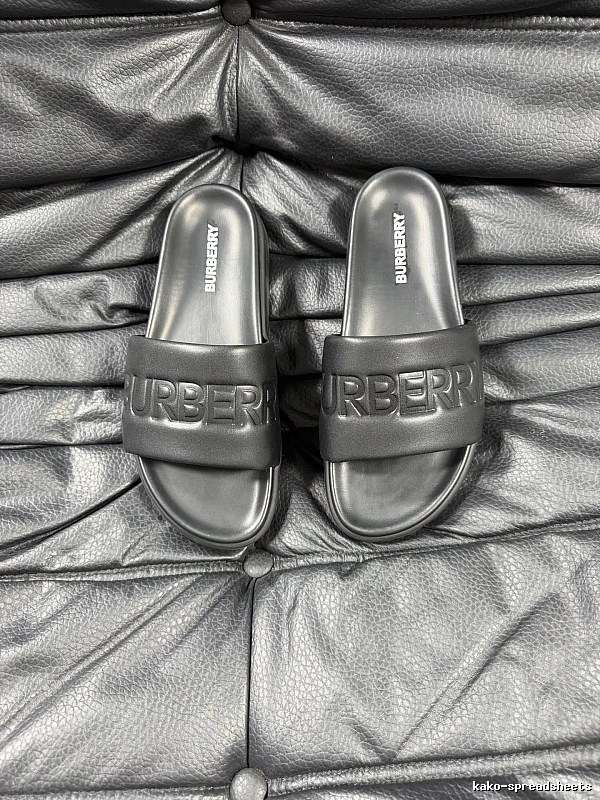 Burberry Embossed Minimalist Style Black Slide Sandals