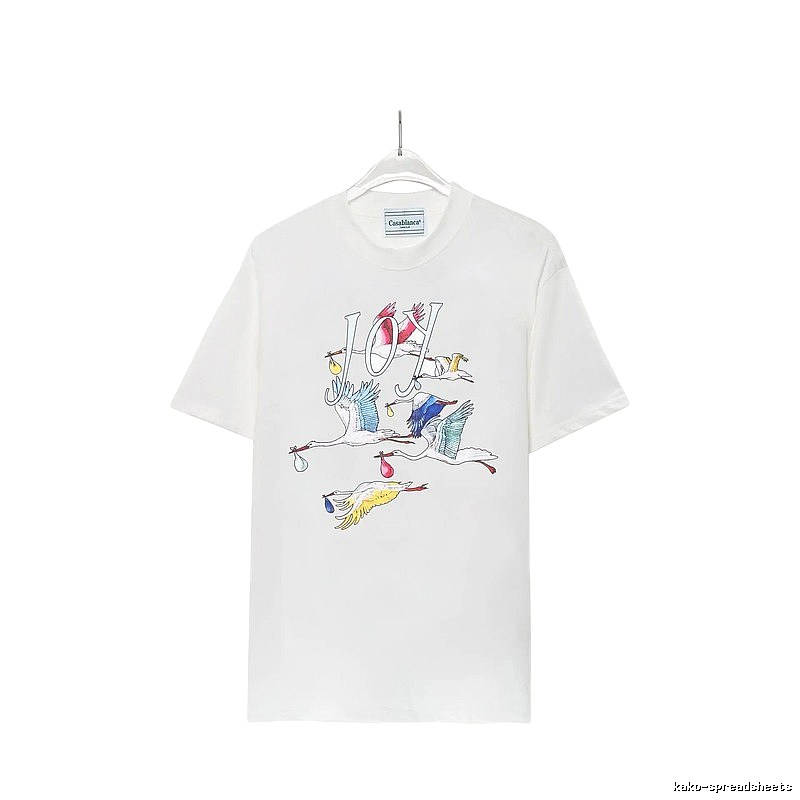 Casablanca Crane Print Wind White T-shirt