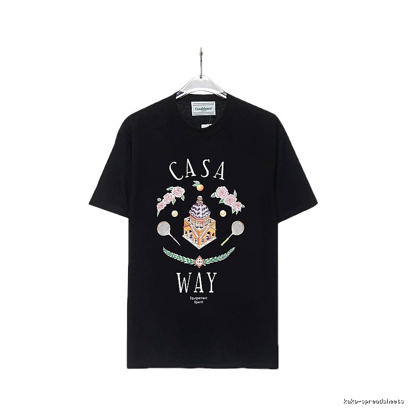 Casablanca Print Retro Style Black T-shirt